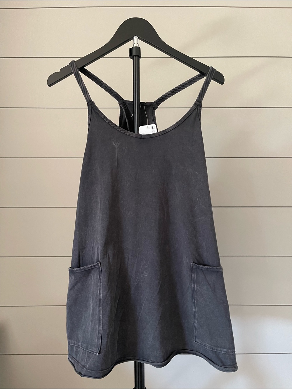 Free People Charcoal Grey Midi Slip Dress with Pockets